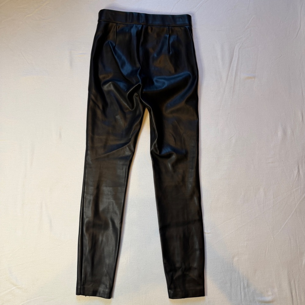 Zara Black Faux Leather Leggings Side Zip w/ Ankle Zip Women's Size XS - Picture 6 of 10